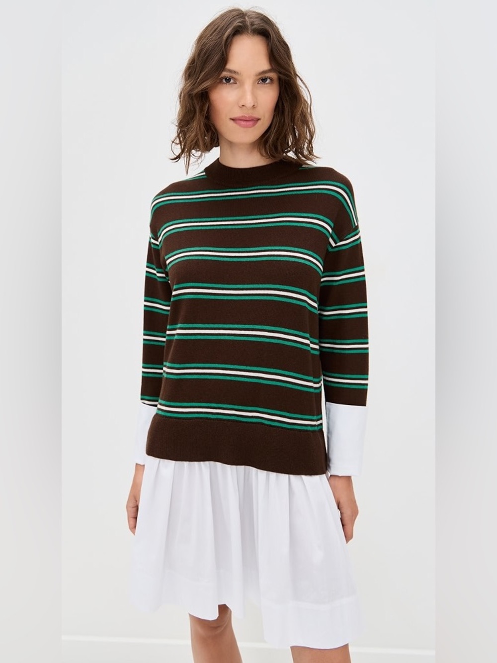 Anthropologie‎ Simon Miller Pip Poplin Combo Sweater Brown Dress Small